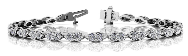 White gold Marquise Diamond Tennis Bracelet with Bezel Setting and Four-Prong Clasp