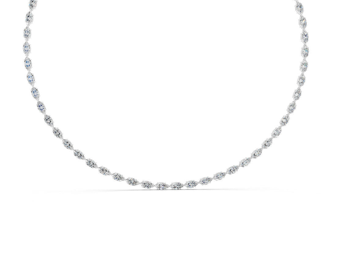 White gold Marquise Diamond Tennis Necklace_4