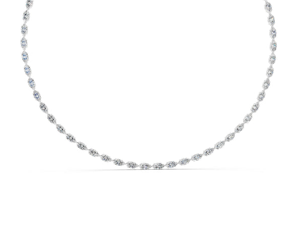 Silver Marquise Diamond Tennis Necklace