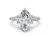 White gold Marquise Diamond Three-Stone Pave Band with Four-Prong Setting_58