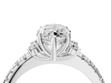 White gold Marquise Diamond Three-Stone Pave Band with Four-Prong Setting_62