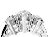 White gold Marquise Diamond Three-Stone Ring with Prong Setting and Textured Band_10