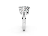 White gold Marquise Diamond Three-Stone Ring with Prong Setting and Textured Band_8