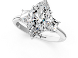 White gold Marquise Diamond Three-Stone Ring with Trapezoid Side Stones and Prong Setting_24