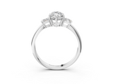 White gold Marquise Diamond Three-Stone Ring with Trapezoid Side Stones and Prong Setting_26