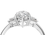 White gold Marquise Diamond Three-Stone Ring with Trapezoid Side Stones and Prong Setting_27