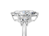 White gold Marquise Diamond Three-Stone Ring with Trapezoid Side Stones and Prong Setting_28