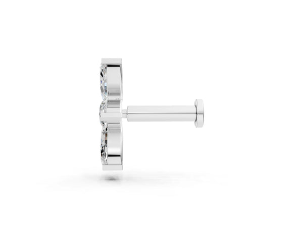 White gold Marquise Diamond Trio Flatback Earring