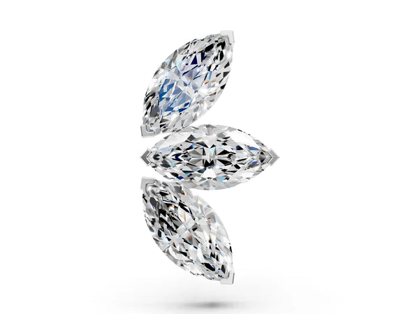 Silver Marquise Diamond Trio Flatback Earring