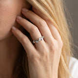 White gold Marquise Diamond Twisted Band with Prong Setting_123