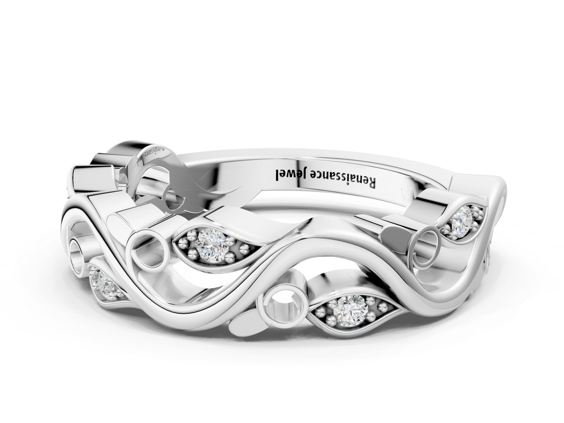 White gold Marquise Diamond Vine Eternity Band with Bezel Setting_18