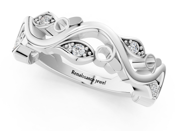Silver Marquise Diamond Vine Eternity Band with Bezel Setting