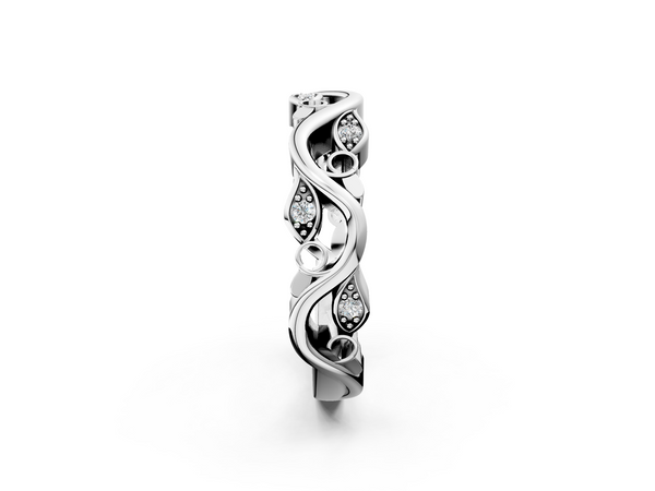 Platinum Marquise Diamond Vine Eternity Band with Bezel Setting