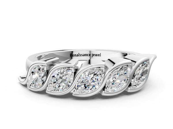 Platinum Marquise Diamond Wave Band with Channel Setting