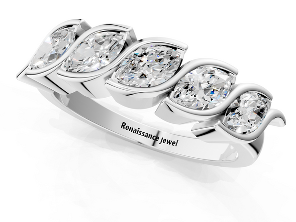 Platinum Marquise Diamond Wave Band with Channel Setting