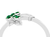 White gold Marquise Emerald Cluster Bypass Ring with Prong Setting_10