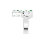 White gold Marquise Emerald Cluster Bypass Ring with Prong Setting_11