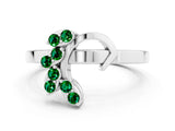 White gold Marquise Emerald Cluster Bypass Ring with Prong Setting_6