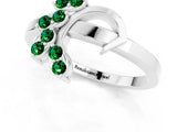 White gold Marquise Emerald Cluster Bypass Ring with Prong Setting_7