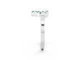 White gold Marquise Emerald Cluster Bypass Ring with Prong Setting_8