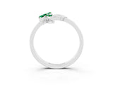 White gold Marquise Emerald Cluster Bypass Ring with Prong Setting_9