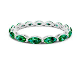White gold Marquise Emerald Eternity Band with U-Prong Setting_12