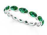 White gold Marquise Emerald Eternity Band with U-Prong Setting_13