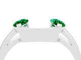 White gold Marquise Emerald Open Band Ring with Tension Setting_10