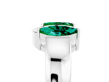 White gold Marquise Emerald Open Band Ring with Tension Setting_11