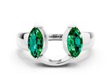 White gold Marquise Emerald Open Band Ring with Tension Setting_6