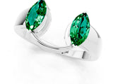 White gold Marquise Emerald Open Band Ring with Tension Setting_7