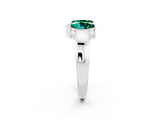 White gold Marquise Emerald Open Band Ring with Tension Setting_8