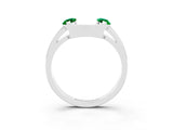 White gold Marquise Emerald Open Band Ring with Tension Setting_9