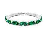 White gold Marquise Emerald Prong Set Half-Eternity Band_6