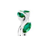 White gold Marquise Emerald Twisted Band with Prong Setting_11