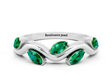 White gold Marquise Emerald Twisted Band with Prong Setting_6