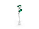 White gold Marquise Emerald Twisted Band with Prong Setting_8
