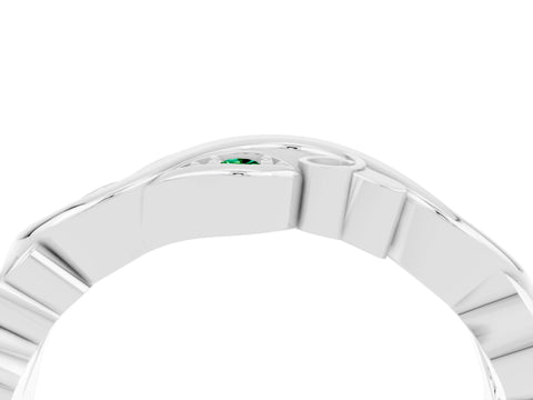 White gold Marquise Emerald Vine Eternity Band with Bezel Setting_22