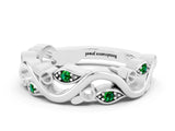 White gold Marquise Emerald Vine Eternity Band with Bezel Setting_30