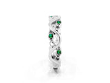White gold Marquise Emerald Vine Eternity Band with Bezel Setting_31
