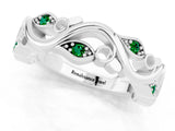 White gold Marquise Emerald Vine Eternity Band with Bezel Setting_31
