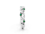 White gold Marquise Emerald Vine Eternity Band with Bezel Setting_32