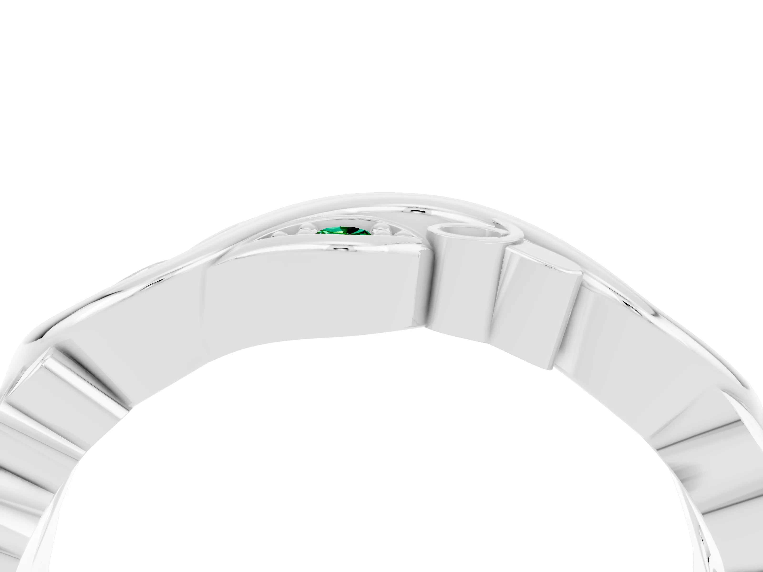 White gold Marquise Emerald Vine Eternity Band with Bezel Setting_33