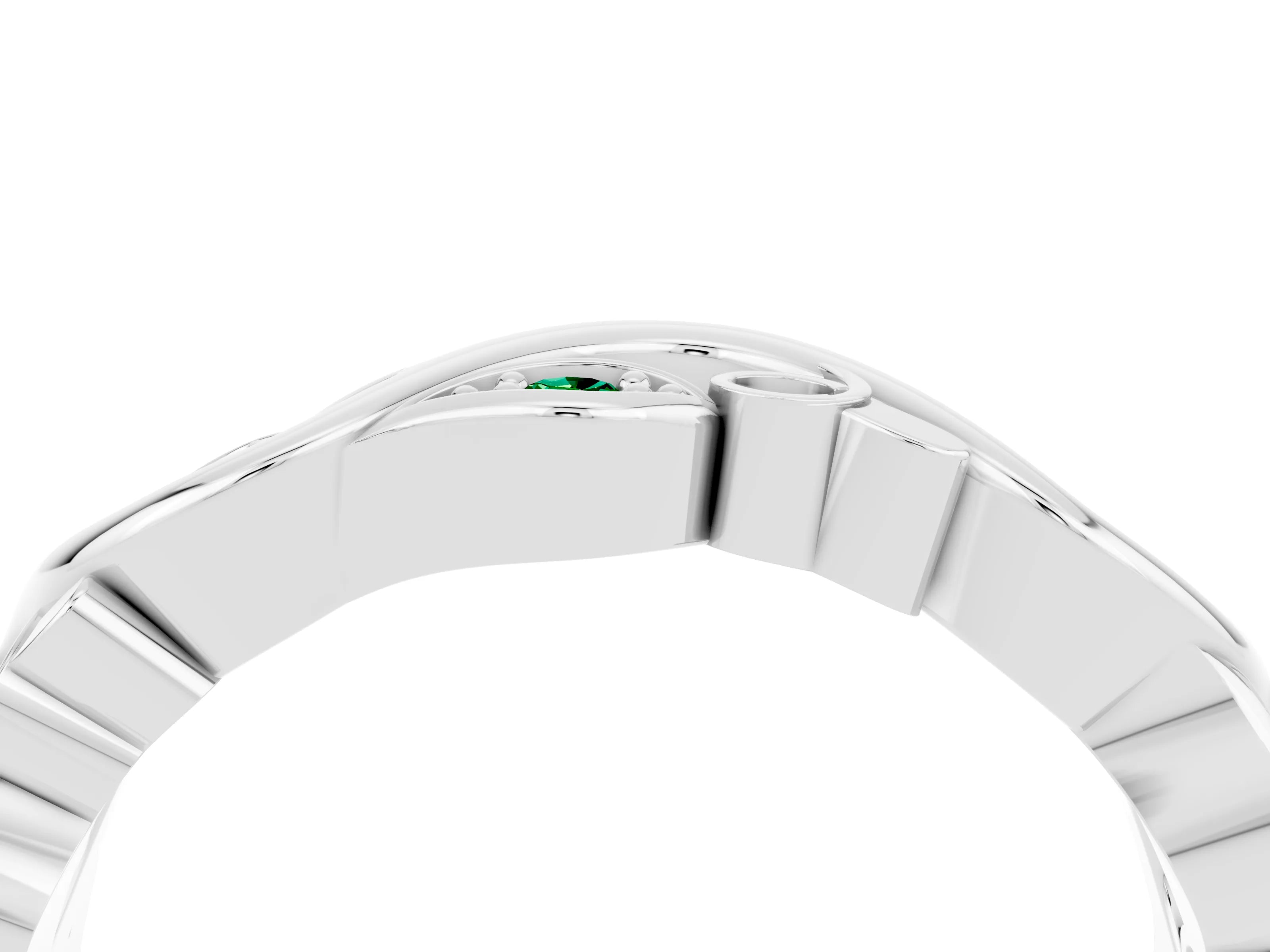 White gold Marquise Emerald Vine Eternity Band with Bezel Setting_34