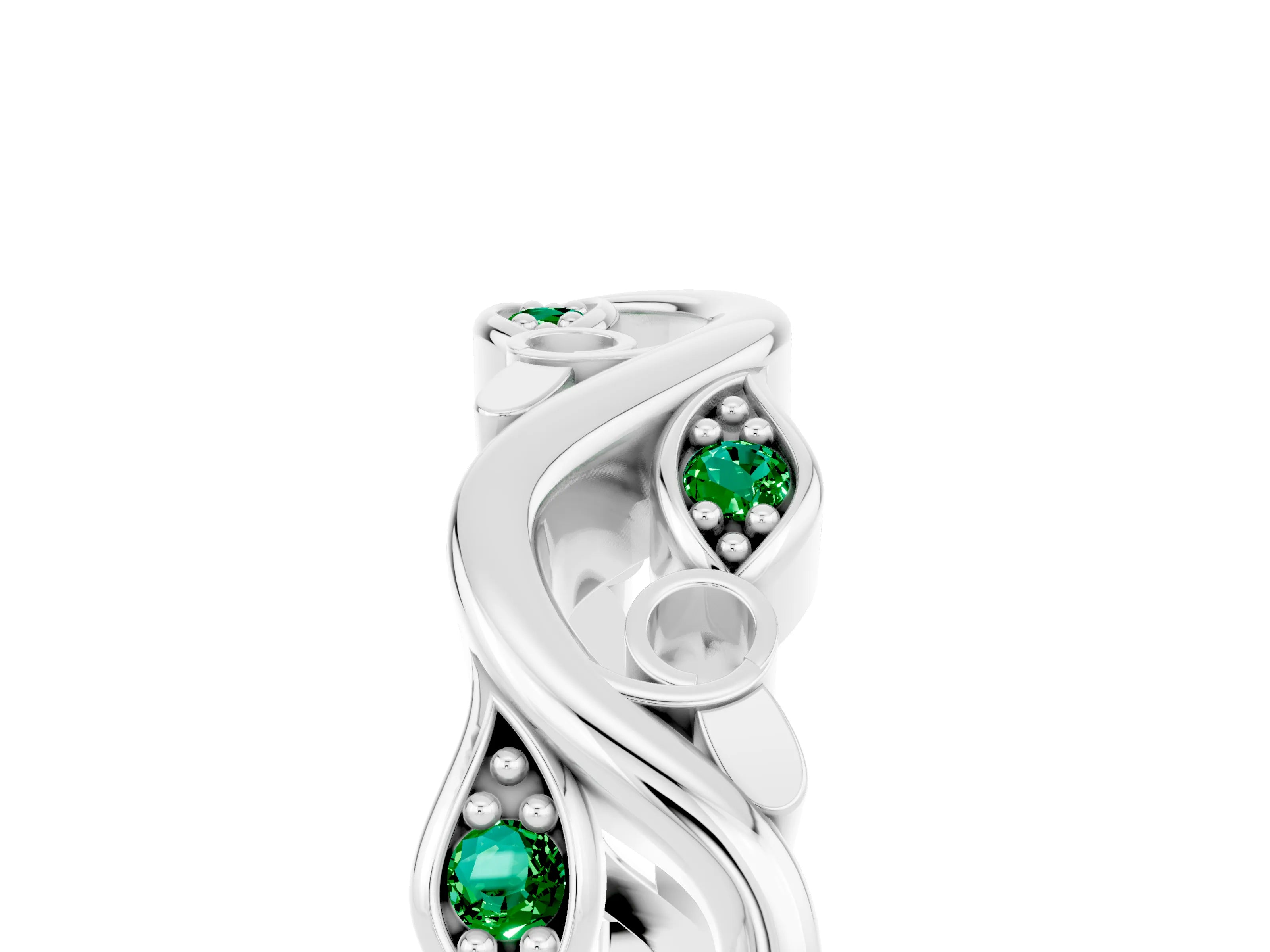 White gold Marquise Emerald Vine Eternity Band with Bezel Setting_35