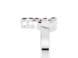 White gold Marquise Garnet Cluster Bypass Ring with Prong Setting_11