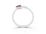White gold Marquise Garnet Cluster Bypass Ring with Prong Setting_9