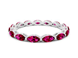 White gold Marquise Garnet Eternity Band with U-Prong Setting_12