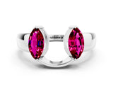 White gold Marquise Garnet Open Band Ring with Tension Setting_6