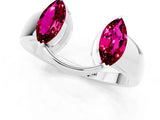 White gold Marquise Garnet Open Band Ring with Tension Setting_7